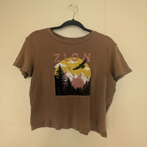 Zion National Park Graphic Crop Top cotton - Brown - Picture 12 of 12